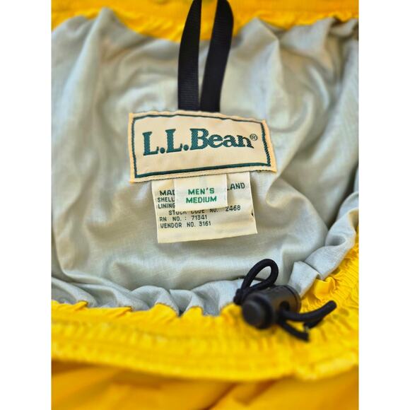 L L Bean Gortex Rain Work Gear Mens Med Yellow Jacket with Hood & Pants - Picture 7 of 12